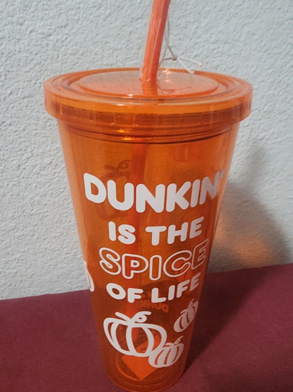 Dunkin Orange 'Spice of Life' Reusable Tumbler with Straw
